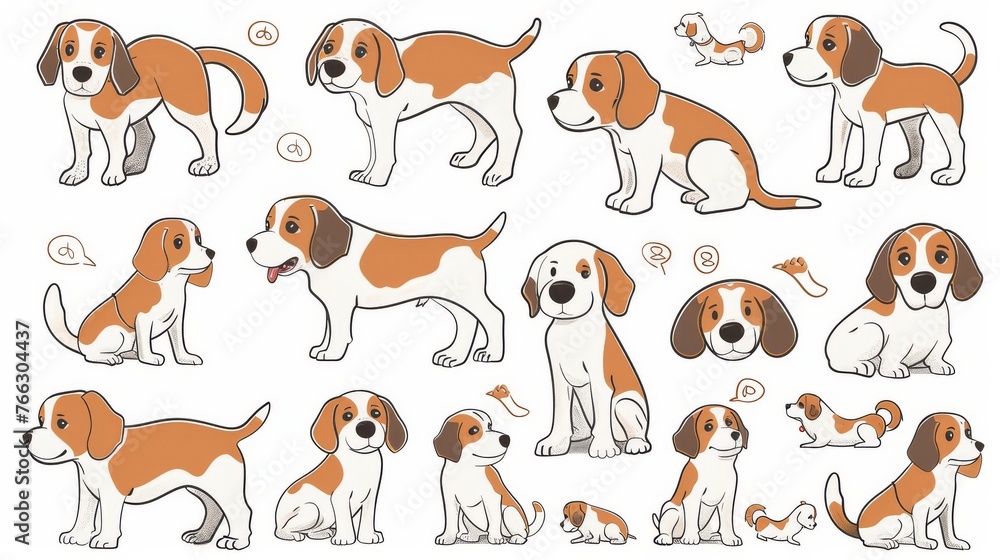 Various operations of the cute beagle