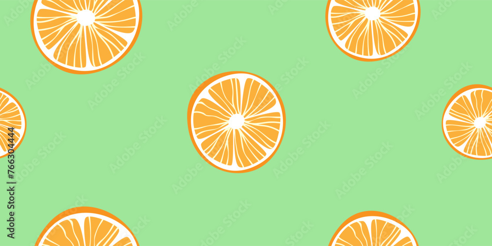 Obraz premium Citrus slice seamless pattern. Orange fruit repeat ornament.