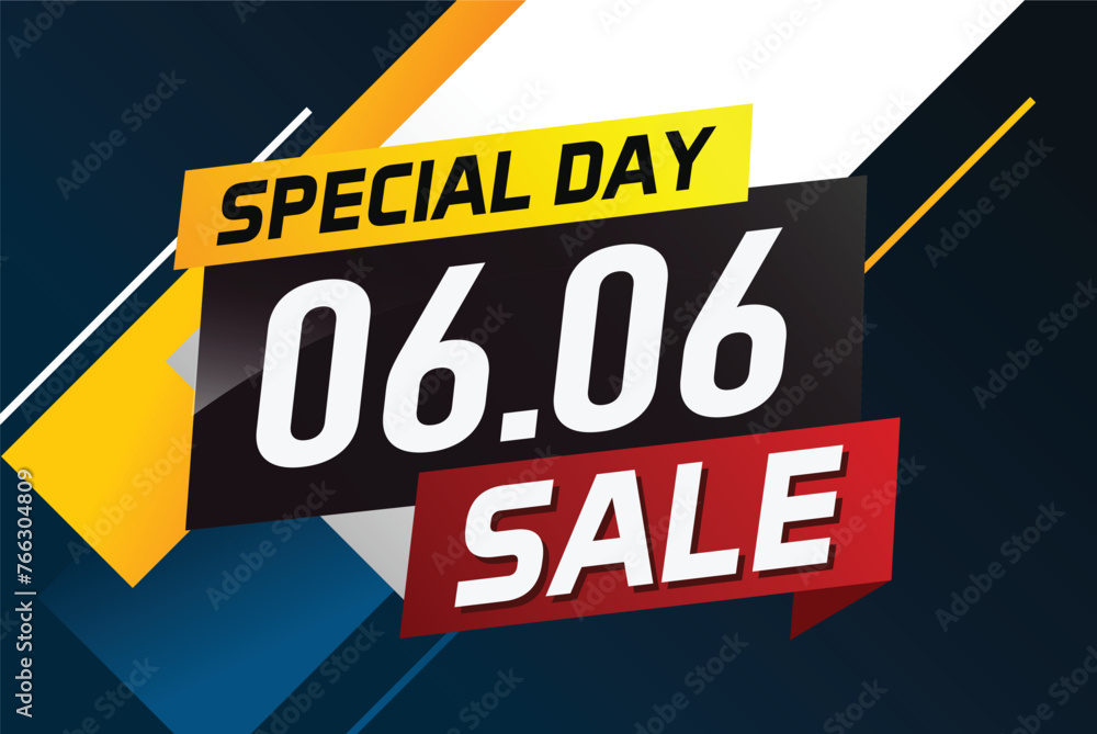 6.6 Special day sale word concept vector illustration with ribbon and 3d style for use landing page, template, ui, web, mobile app, poster, banner, flyer, background, gift card, coupon

