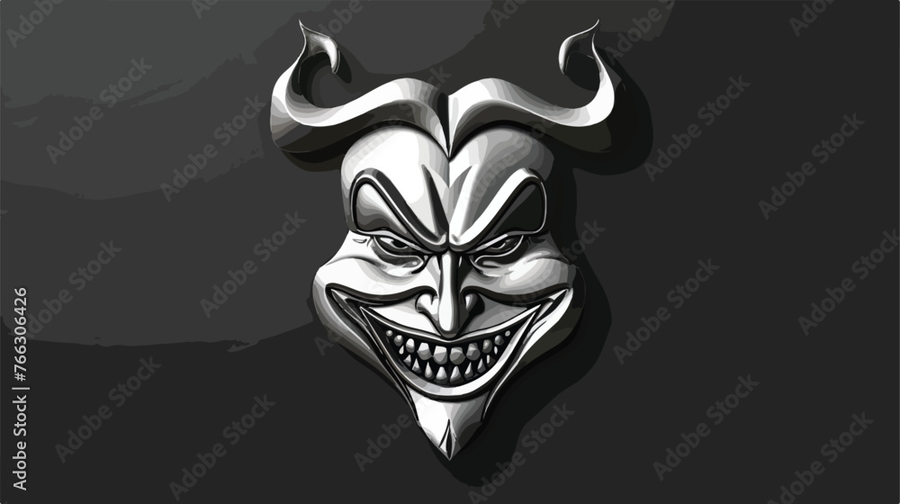 Silver Joker head icon isolated on black background.