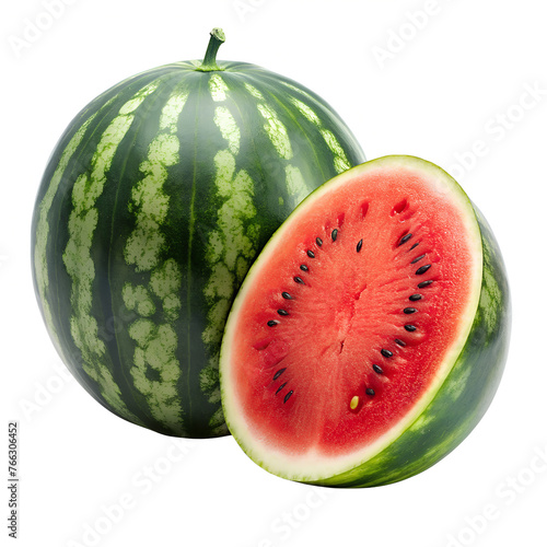 Fresh fruit watermelon and whole on white background