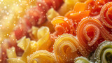 Gourmet pasta closeup artisanal shapes Italian craftsmanship Stylish in the style of vibrant dot Digital art