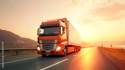 Global Logistics international delivery concept. Smart logistics and transportation. Intelligent logistics of truck container cargo, logistic import export and industry