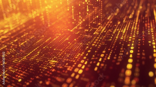 Golden Glowing Digital Data Stream © red_orange_stock