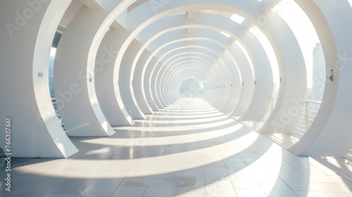 Modern Architectural Curves of White Corridor