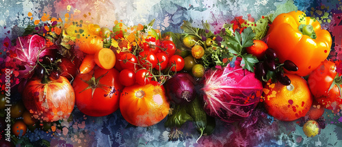 Artistic Assortment of Fresh Vegetables on Canvas