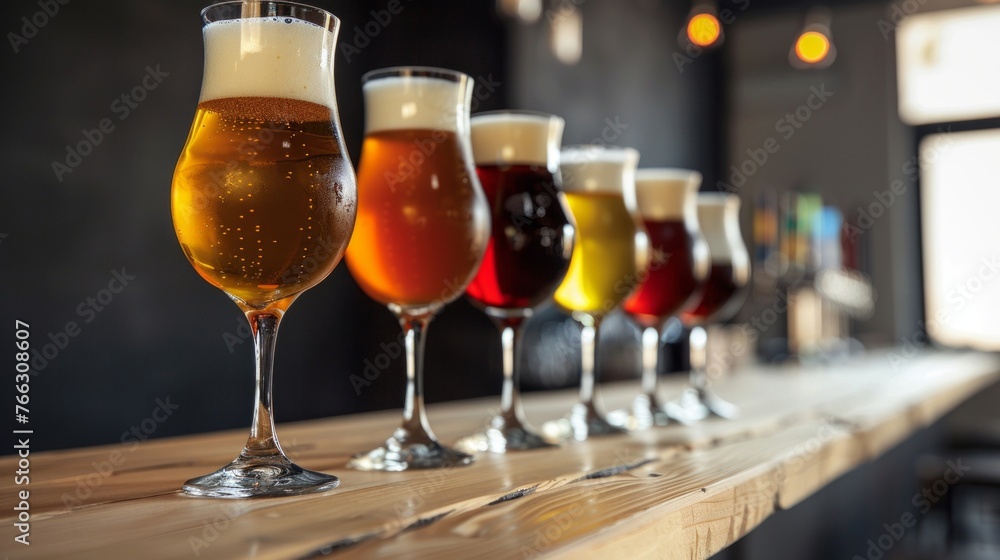Variety of Craft Beers in Glasses Variety of Craft Beers in Glasses