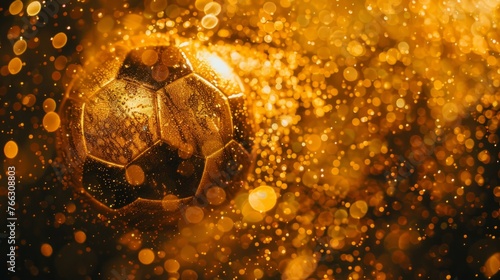 Glistening Soccer Ball with Golden Sparkles