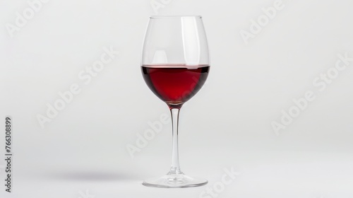 An isolated red wine glass against a white background