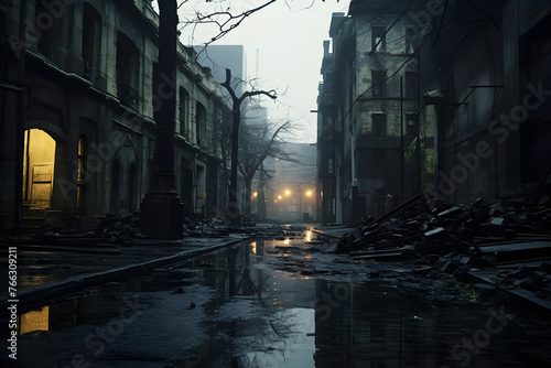 Haunted Solitude: A Poignant Depiction of an Abandoned Metropolitan City