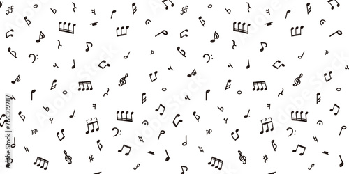 シンプルな手描きの音符のベクターイラストセット