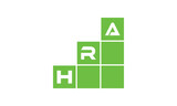 HRA initial letter financial logo design vector template. economics, growth, meter, range, profit, loan, graph, finance, benefits, economic, increase, arrow up, grade, grew up, topper, company, scale