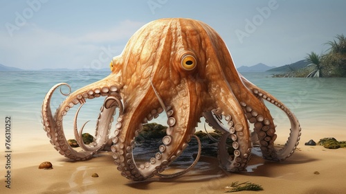 Coconut octopus UHD wallpaper