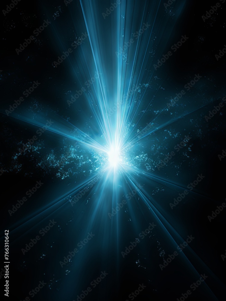 Cyan light flare isolated black background