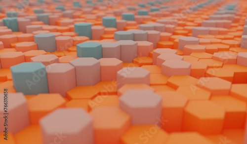 colorful hexagon background - 3D illustration