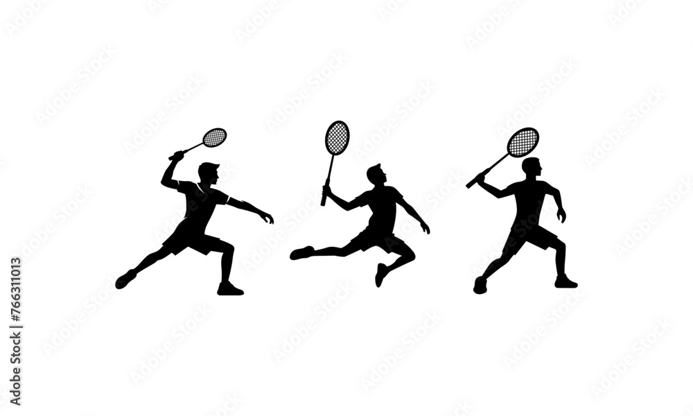 Badminton minimal logo design in black and white colors
