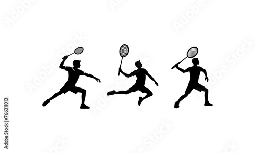 Badminton minimal logo design in black and white colors