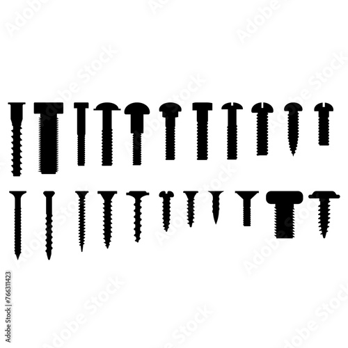 Self-tapping screw icon vector set. Screw illustration sign collection. Bolt symbol or logo.
