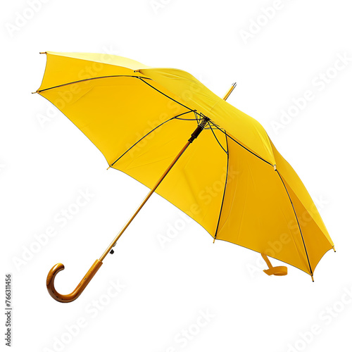 A closeup shot of yellow umbrella isolated on white background 