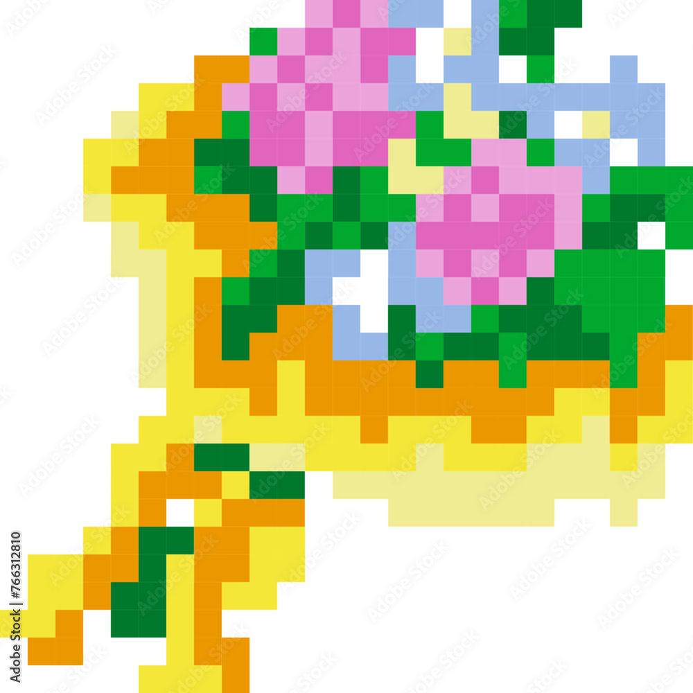 Flower cartoon icon in pixel style Flower cartoon icon in pixel style