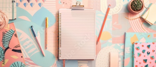Timetables and to-do lists in pastel colors with Scandinavian whale and fish characters and trendy lettering. A modern template for agendas and planners. photo