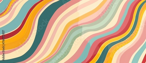 An abstract vintage background in the style of the 70s. Modern illustration in the style of a rainbow in a simple linear style for hippie style designs.