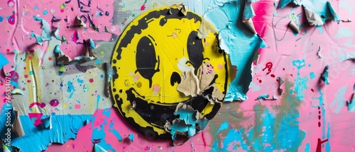 An emoji with dead yeys in textured grungy hand-drawn graffiti icon with drippy ink effects. Sketched hand-drawn dripping ink illustration of urban wall art.