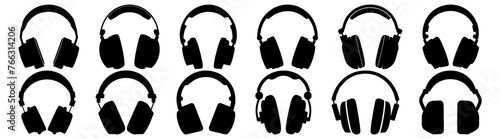 Headset music silhouette set vector design big pack of illustration and icon