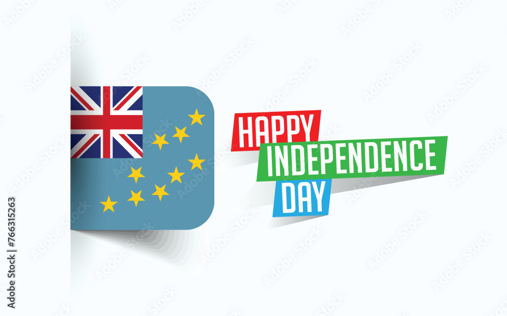 Naklejka premium Happy Independence Day of Tuvalu Vector illustration, national day poster, greeting template design, EPS Source File