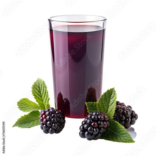 Fresh blackberry juice in isolated white background