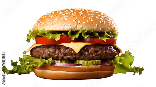 delicious fast food, burger, hamburger, cheeseburger, isolated on white background, full depth of field, clipping path 
