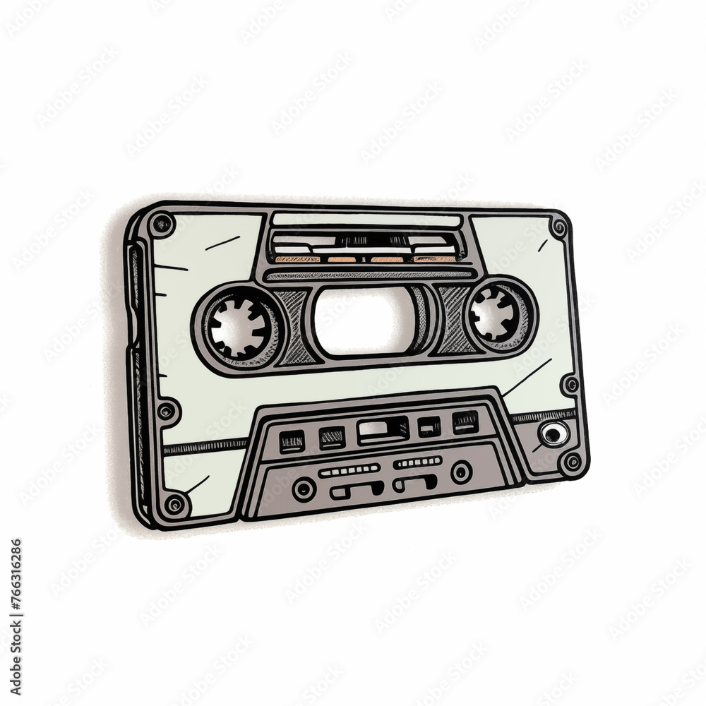 Obraz premium cassette, sticker on white background