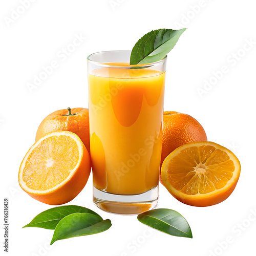 Fresh Orange juice in isolated white background