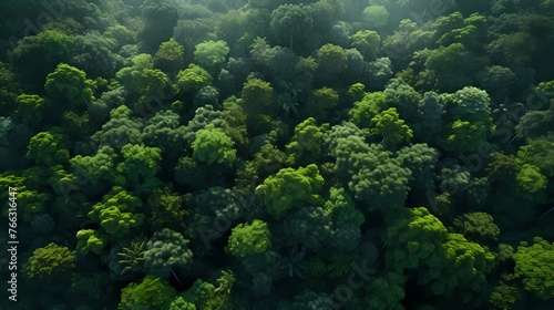 A bird's-eye view of a sprawling forest, with layers of trees creating a mesmerizing tapestry of greenery.