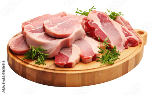 Selection of Succulent Pork Cuts Isolated on Transparent Background PNG.