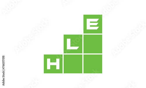 HLE initial letter financial logo design vector template. economics, growth, meter, range, profit, loan, graph, finance, benefits, economic, increase, arrow up, grade, grew up, topper, company, scale photo