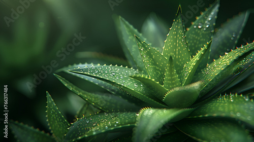 aloe plant close up in the detail. Generative ai 