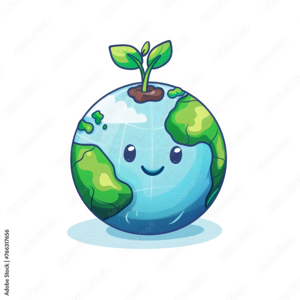 KS happy smiling earth day concept with cute cartoon