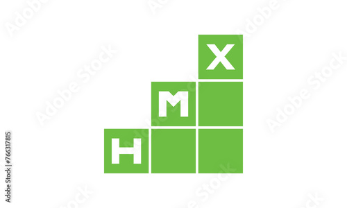 HMX initial letter financial logo design vector template. economics, growth, meter, range, profit, loan, graph, finance, benefits, economic, increase, arrow up, grade, grew up, topper, company, scale photo