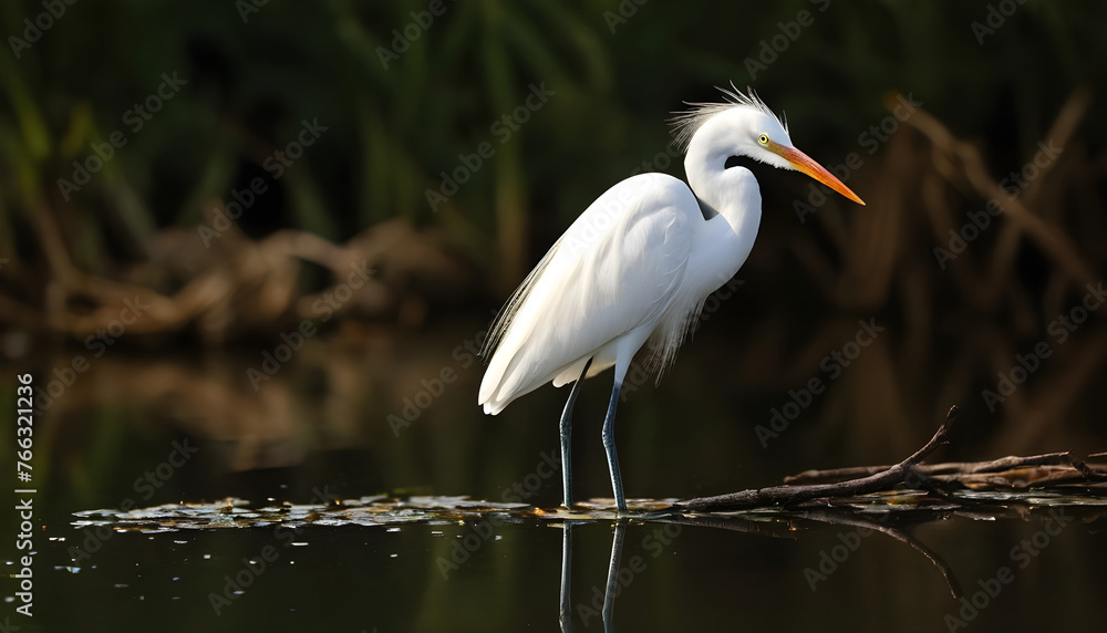 Obraz premium Great White Egret bird Stock Photo,Egret bird photography.Wildlife Photography, Generative AI