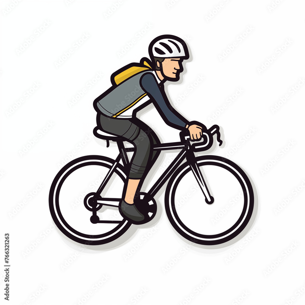 Naklejka premium cyclist, sticker on white background