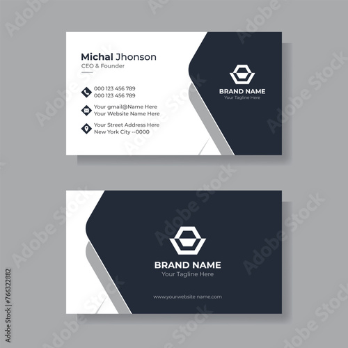 Modern Business Card - Creative and Clean Business Card Template. black business card design.
