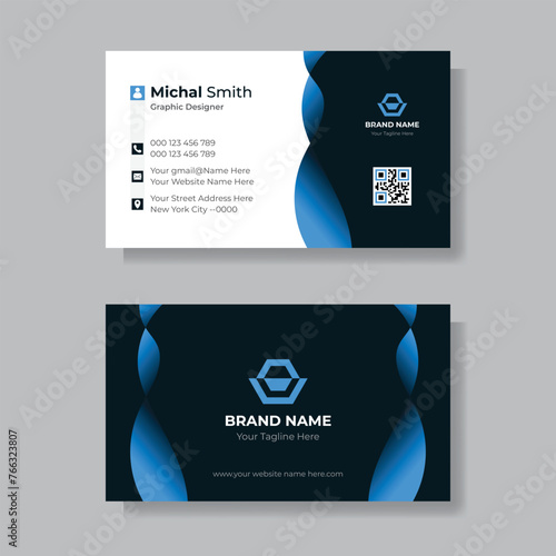Modern Business Card - Creative and Clean Business Card Template. black and white business card design.