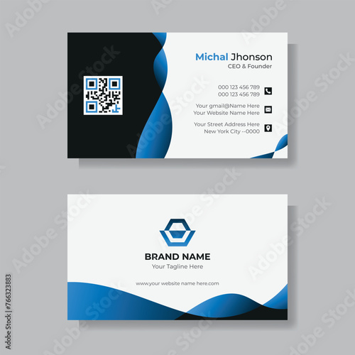 Modern Business Card - Creative and Clean Business Card Template. black and white business card design.