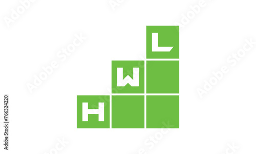 HWL initial letter financial logo design vector template. economics, growth, meter, range, profit, loan, graph, finance, benefits, economic, increase, arrow up, grade, grew up, topper, company, scale photo