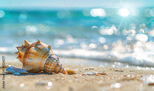 sea shells on the beach-generative ai