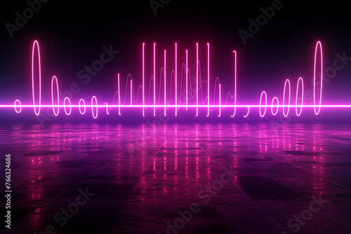 Light Wave Grid: Futuristic geometric design with fractal energy and digital art style, bright neon light background, AI generation.
