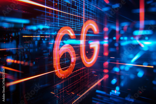 Modern conceptual digital background of 6G technology. photo