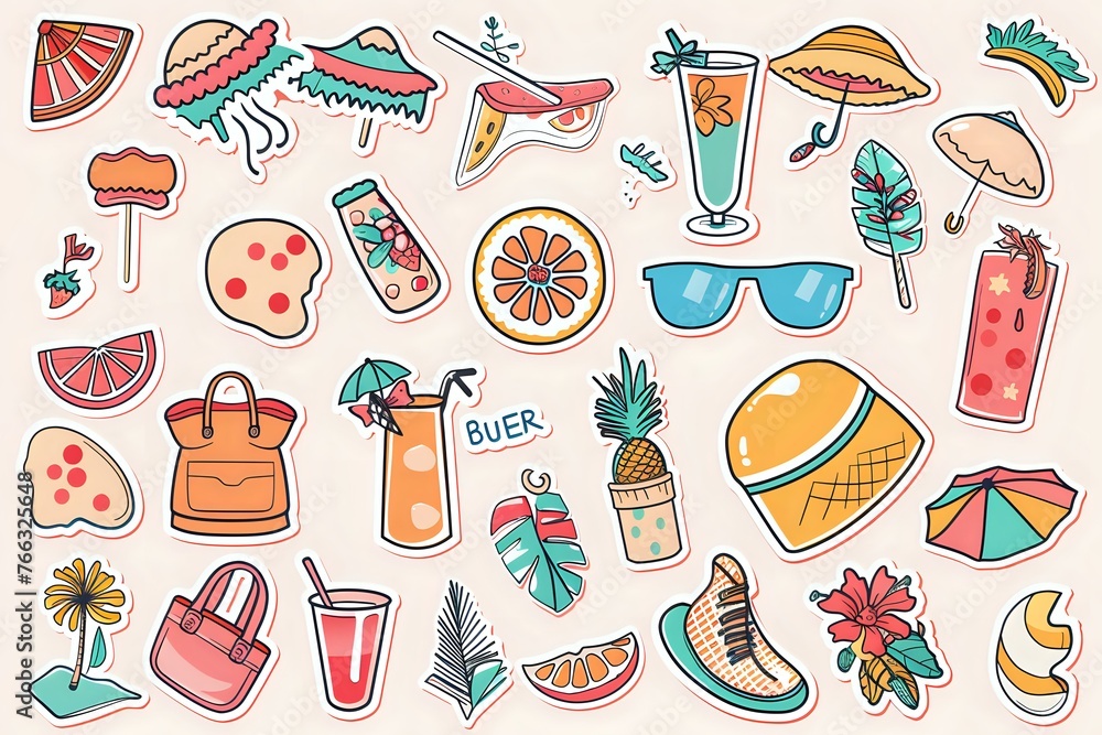 seamless pattern with summer accessories. Generative AI