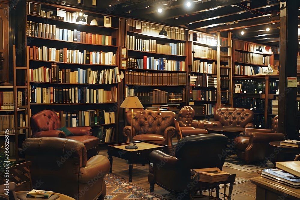 book cafe interior. Generative AI book cafe interior. Generative AI